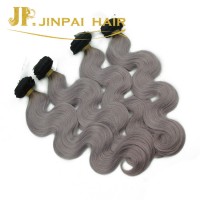 JP Hair 100% Natural virgin silk soft brazilian hair extension grey human hair weaving ponytail for women