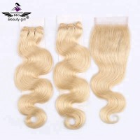 Best quality raw virgin european human hair blonde color weft hair extension