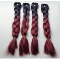 Fashion Black Brown Ombre Capless Long Synthetic Straight Braided Hair Extension For Women