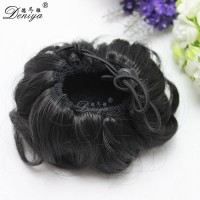 Hot selling curly charming drawstring synthetic hair bun extensions