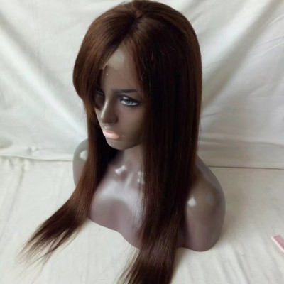 #4 color lace frontal human hair straight wig