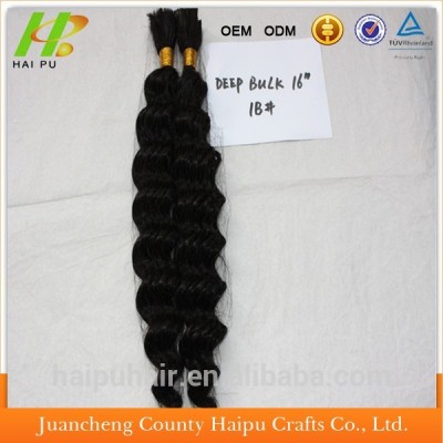 16-24" natural black color india hair straight human bulk hair for hair braiding