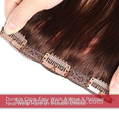 #4 color silky straight dark brown clip in hair weft