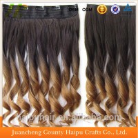 22" Clip-In Synthetic Hair Extension Long Wavy Curly Ombre Blonde