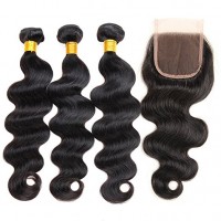 Factory Price Good Quality Cheap Virgin Human Hair Bundle With Lace Closure